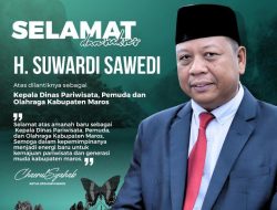 H. Suwardi Sawedi Dilantik sebagai Kepala Dinas Pariwisata, Pemuda, dan Olahraga Kabupaten Maros